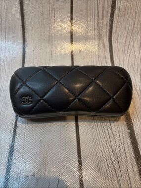 CHANEL Black Quilted Leather Glasses Case